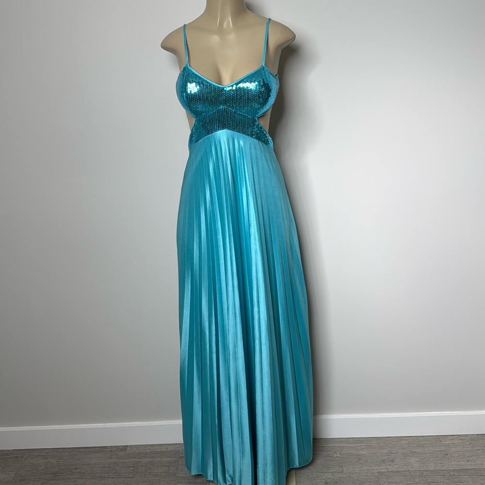 Masquerade size 7/8 blue satin and sequin gown